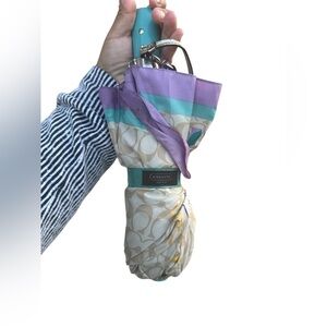 Coach Purple and Teal Patterned Umbrella
